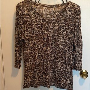 Style & Co. Brown Patterned Sheer Women's Blouse